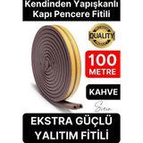 Kalın Kauçuk 2x50=100 mt Ekstra Uzun Kahve Kapı Pencere Fitili Soğuk Koruyucu Geçirmez İzolasyon