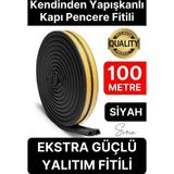 Kalın Kauçuk 2X50=100 mt Ekstra Uzun Siyah Kapı Pencere Fitili Soğuk Koruyucu Geçirmez Izolasyon
