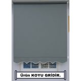 Kalın Keten Stor Zebra Güneşlik Perde (Etekli) – Alüminyum Kasa & Boru, Ithal Kumaş - 150 x 200 cm - Antrasit