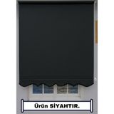 Kalın Keten Stor Zebra Güneşlik Perde (Etekli) – Alüminyum Kasa & Boru, Ithal Kumaş - 80 x 260 cm - Siyah