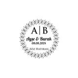 Kalın Noktalı Çerçeveli Yuvarlak Mühür Kına Nişan Düğün 3X3 Cm Özel Etiket / 50 Adet Sticker