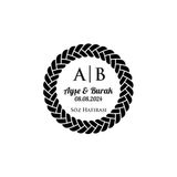 Kalın Örgü Yuvarlak Mühür Kına Nişan Düğün 3X3 Cm Özel Etiket / 50 Adet Sticker