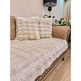 Kalın Peluş Koltuk Örtüsü Takımı 3+3+1+1 Yumuşak & Dekoratif - 80 x 200 cm - Bej