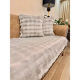Kalın Peluş Koltuk Örtüsü Takımı 3+3+1+1 Yumuşak & Dekoratif - 80 x 200 cm - Gri