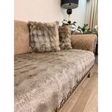Kalın Peluş Koltuk Örtüsü Takımı 3+3+1+1 Yumuşak & Dekoratif - 80 x 200 cm - Kahverengi