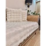 Kalın Peluş Koltuk Örtüsü Takımı 3+3+1+1 Yumuşak & Dekoratif - 80 x 200 cm - Krem