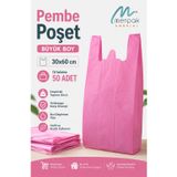 Kalın Pembe Poşet 30X60 Cm Büyük Boy 1 Kg Hışır Atlet Poşet Market Manav Poşeti Çöp Poşeti