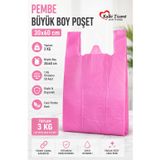 Kalın Pembe Poşet Büyük Boy 3 Kg Çöp Poşeti Hışır Atlet Poşet Market Manav Poşeti