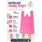 Kalın Pembe Poşet Büyük Boy 5 Kg Market Manav Poşeti Çöp Poşeti Hışır Atlet Poşet 30X60 Cm