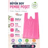 Kalın Pembe Poşet Büyük Boy 5 Kg Market Manav Poşeti Çöp Poşeti Hışır Atlet Poşet