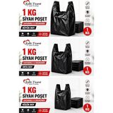 Kalın Poşet 3'lü Set (Küçük, Orta, Büyük)3 kg Market Manav Poşeti Hışır Atlet Poşet Ç� - Standart