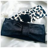 Kalın saç bandı, leopar saç bandı, tokalı saç bandı, saç bandı set Soft Elastic Winter Ear Warmer, Gray (Leopar - Siyah Tokalı, 8 cm)