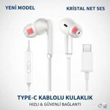 KALIN SİLİKON KABLOLU TYPE C KULAKLIK TÜM TYPEC ÇIKIŞLI CİHAZLARA UYUMLU TAK ÇALIŞTIR TAK KULLAN BLUETOOTH GEREKMEZ MÜKEMEL SES BASS TİZ MİKROFON AAA KALİTE !!! TC21 BEYAZ