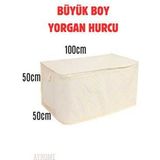 Kalın Tela Kumaş En Büyük Boy Hurç Battal Boy Yorgan Döşek Yatak Hurcu Pencereli Hurç - Bej - 1 Parça - 50 x 100
