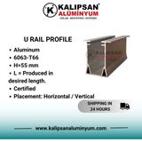 KALIPSAN ALÜMİNYUM U Ray Profili 2000MM3 Adet