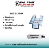 Kalıpsan Güneş Paneli Orta Clamp (50 Adet) - Gri