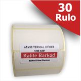 Kalite Barkod 65X30 Termal Etiket | 30 Rulo Barkod Etiketi