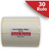 Kalite Barkod 90X40 Termal Etiket -30 Rulo Termal Barkod Etiketi - 90 x 40 mm