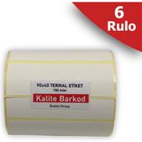 Kalite Barkod 90X40 Termal Etiket -6 Rulo Barkod Etiketi - 90 x 40 mm