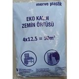 Kalite Kalın Etli Boya Örtü Zemin Brandası Eşya Koruma Naylonu 50 M2 = 4 X 12,5 Mt