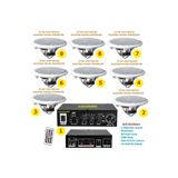 Kalite Tavan Hoparlör Seti (1 Adet Anfi+ 8 Adet 100V 16 cm Tavan Hoparlör)