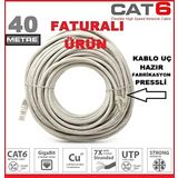 Kaliteli Kalın Bakır 40mt 40 Metre Cat6 Cat 6 Vodafone Net Fiber Adsl Vdsl Internet Kablosu Rj45