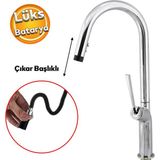 Kaliteli Lüks Spiral Hortumlu Çıkar Başlık Eyve Su Çeşme Banyo Lavabo Mutfak Bataryası 360° Musluk - Siyah