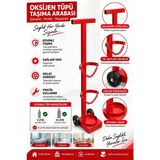 Kaliteli Medikal Oksijen Tüp Taşıma Arabası - Tüp Arabası - 5 ve 10 Litre Taşıma Kapasitesi Kırmızı( Yüksek Kalite)