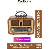 Kaliteli Yüksek Sesli Retro Şık Ahşap Bluetooth Bağlantılı Fm USB Tf Aux Şarjlı Nostaljik Radyo - Renkli