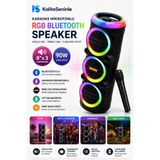 KALİTESENİNLE Siyah Işıklı Büyük Boy Party Box Bluetooth Hoparlör Taşınabilir Şarjlı Ses Sistemi RADYOLU Karaoke