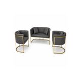 KaliteStore Modern Luxury Gold Metal Bekleme Koltuğu Seti