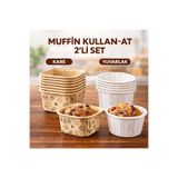 kalitexhome Muffin kare ve yuvarlak Kullan-At 2’li Set Fırın ve Airfryer uyumlu kek kalıbı
