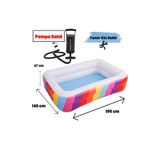 Kalitomi 195x140x47 cm Şişme Havuz Pompa Hediyeli – Çift Halkalı Dayanıklı PVC Aile Bahçe Havuzum Tamir Kiti Dahil
