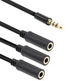 Kallaudo 3,5 mm Kulaklık Ayırıcı 1 ila 3 Yollu 3,5 mm (1/8 inç) TRRS 4 Kutuplu Altın Kaplama Erkek - 3-Dişi Stereo Jak Splitter Ses Kablosu Kulaklık ve Mikrofonlar için (50 cm/20 inç)