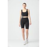 Kallima Siyah Toparlayıcı Fitilli Spor Crop-biker Tayt Takım