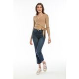 Kallisto Bej Kruvaze Crop Bluz
