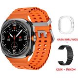 Kalobee Sk 7 Ultra Amoled 47 mm Çelik + Silikon Kordonlu Akıllı Saat - Turuncu