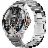 Kalobee SK50 1.85" 52 mm Büyük Kasa Akıllı Saat Silikon + Metal Çift Kordonlu - Gri
