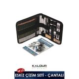 kalour Eskiz Karakalem Çizim Seti, 54 Parça- Çantalı (Defter Hediyeli)