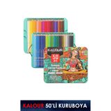kalour Profesyonel Kuru Boya Kalem Seti 50 Renk, Metal Kutulu