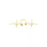 Kalp Atışı Kulaklık Araba Sticker 17X17 Cm Gold