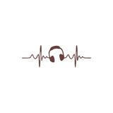 Kalp Atışı Kulaklık Araba Sticker 17X17 Cm Kahverengi