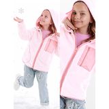 Kalp Cepli Kız Çocuk Pembe Peluş Mont