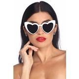 Kalp Çerçeve Güneş Gözlüğü Cat Eye Kalp Gözlük Beyaz-Tek Ebat