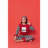 Kalp Desen Polar Kumaş Çocuk Pijama Takımı