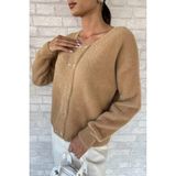 Kalp Düğmeli Şardonlu Triko Ceket (S,m,l,xl Uyumludur) P-00018202 - Bej - Standart