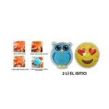 Kalp Emoji Mavi Baykuş Cep Sobası,el Isıtıcı,2 Adet Sıcak Su Torbası Pvc 9cm