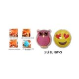 Kalp Emoji Pembe Baykuş Cep Sobası,el Isıtıcı,2 Adet Sıcak Su Torbası Pvc 9cm
