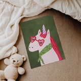 Kalp Gözlüklü Unicorn Çocuk Odası Duvar Posteri Çerçeveli Tablo Duvar Dekorasyonu - 30 x 40 - Çerçevesiz Poster