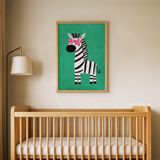 Kalp Gözlüklü Zebra Çocuk Odası Duvar Posteri Çerçeveli Tablo Duvar Dekorasyonu - 30 x 40 - Ahşap Çerçeveli